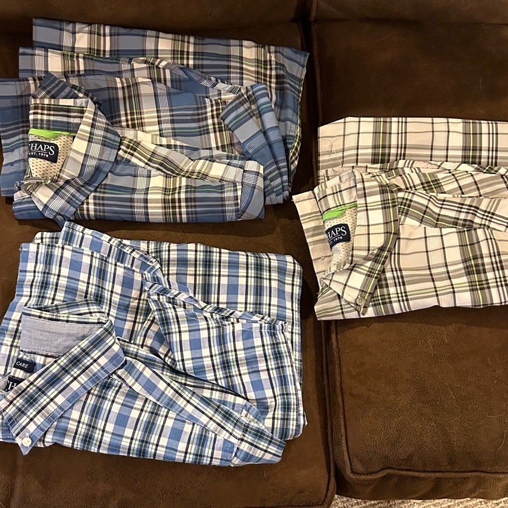 Chaps Plaid 3 Button-Down Shirts in Bundle